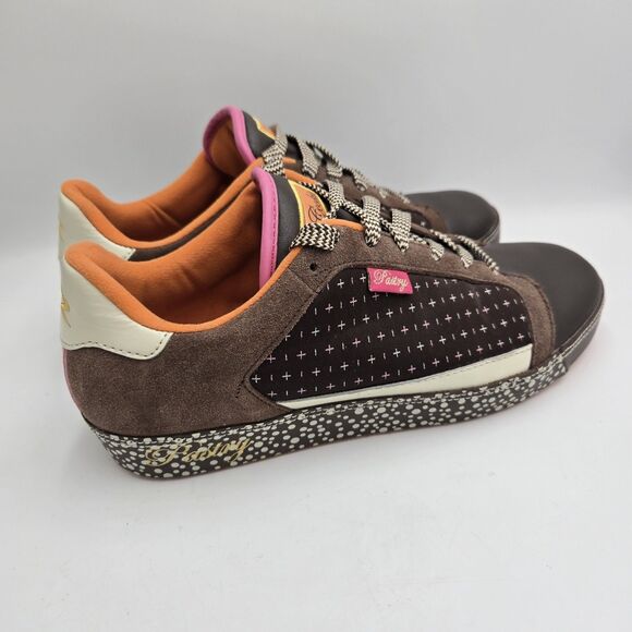 Fab Cookie Pastry Women’s Shoes 8.5 Brown Pink Suede Leather Sneakers Retro Y2K - Picture 11 of 11